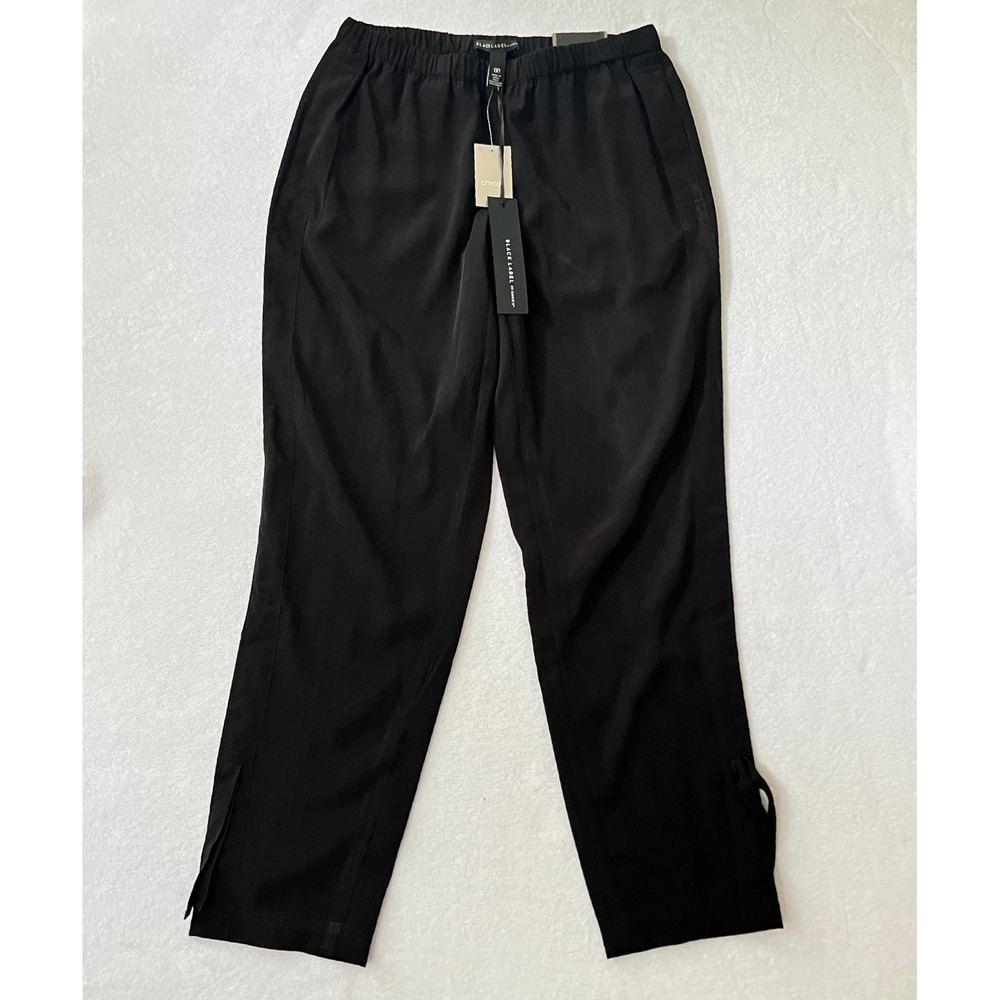 NEW Black Label by Chico's Soft Cargo Pant Black Elastic Waist Tapered Size 00